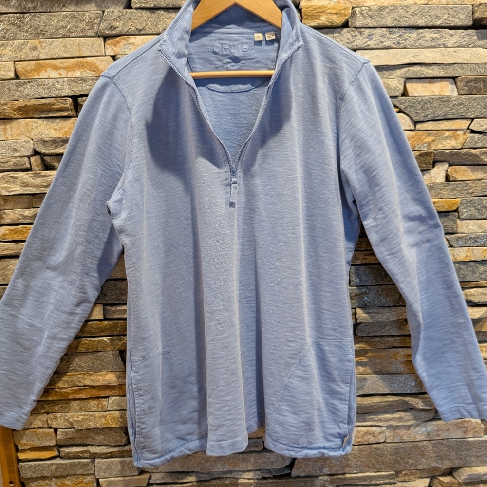 Orvis Light Blue Embroidered Logo Pullover, Size L